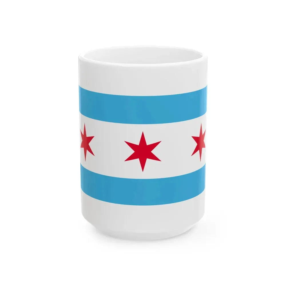 Flag of Chicago Illinois 1933-1939 (United States) White Coffee Mug 15oz - Go Mug Yourself