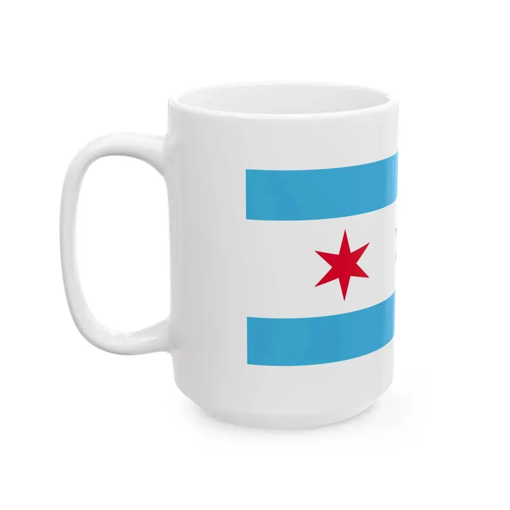 Flag of Chicago Illinois 1933-1939 (United States) White Coffee Mug - Go Mug Yourself