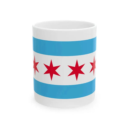 Flag of Chicago Illinois (United States) White Coffee Mug 11oz - Go Mug Yourself