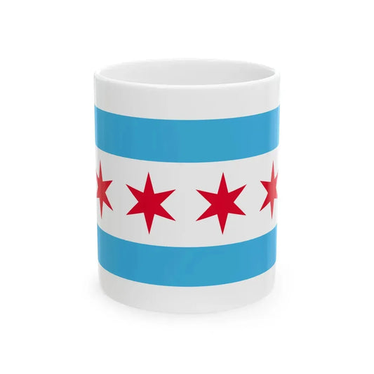 Flag of Chicago Illinois (United States) White Coffee Mug 11oz - Go Mug Yourself