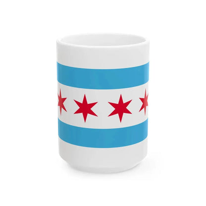 Flag of Chicago Illinois (United States) White Coffee Mug 15oz - Go Mug Yourself