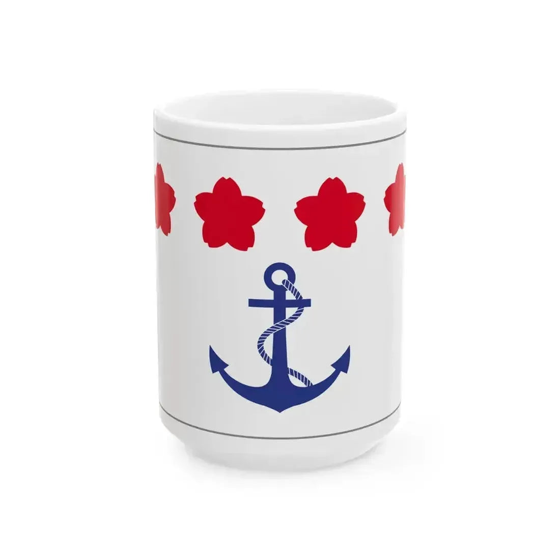 Flag of Chief of Staff Maritime Self Defense Force-bordered (Japan) White Coffee Mug 15oz - Go Mug Yourself