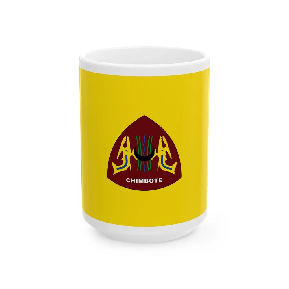 Flag of Chimbote the largest city in the Ancash Region Peru - White Coffee Mug-15oz-Go Mug Yourself