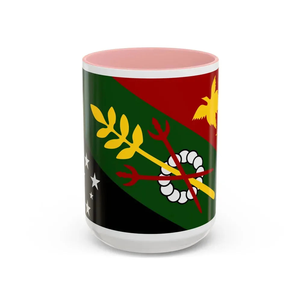 Flag of Chimbu Papa New Guinea - Accent Coffee Mug 15oz Pink - Go Mug Yourself