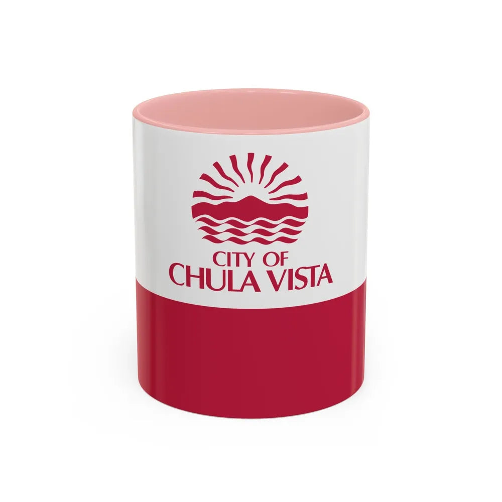 Flag of Chula Vista, California - Accent Coffee Mug 11oz-Pink-11oz-Go Mug Yourself