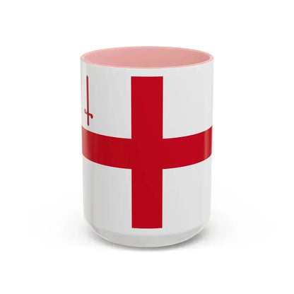 Flag of City of London UK - Accent Coffee Mug 15oz Pink - Go Mug Yourself