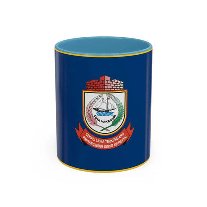 Flag of City of Makassar Indonesia - Accent Coffee Mug 11oz Light Blue - Go Mug Yourself