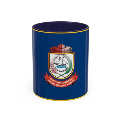 Flag of City of Makassar Indonesia - Accent Coffee Mug 11oz Navy - Go Mug Yourself