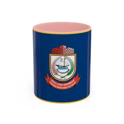 Flag of City of Makassar Indonesia - Accent Coffee Mug 11oz Pink - Go Mug Yourself