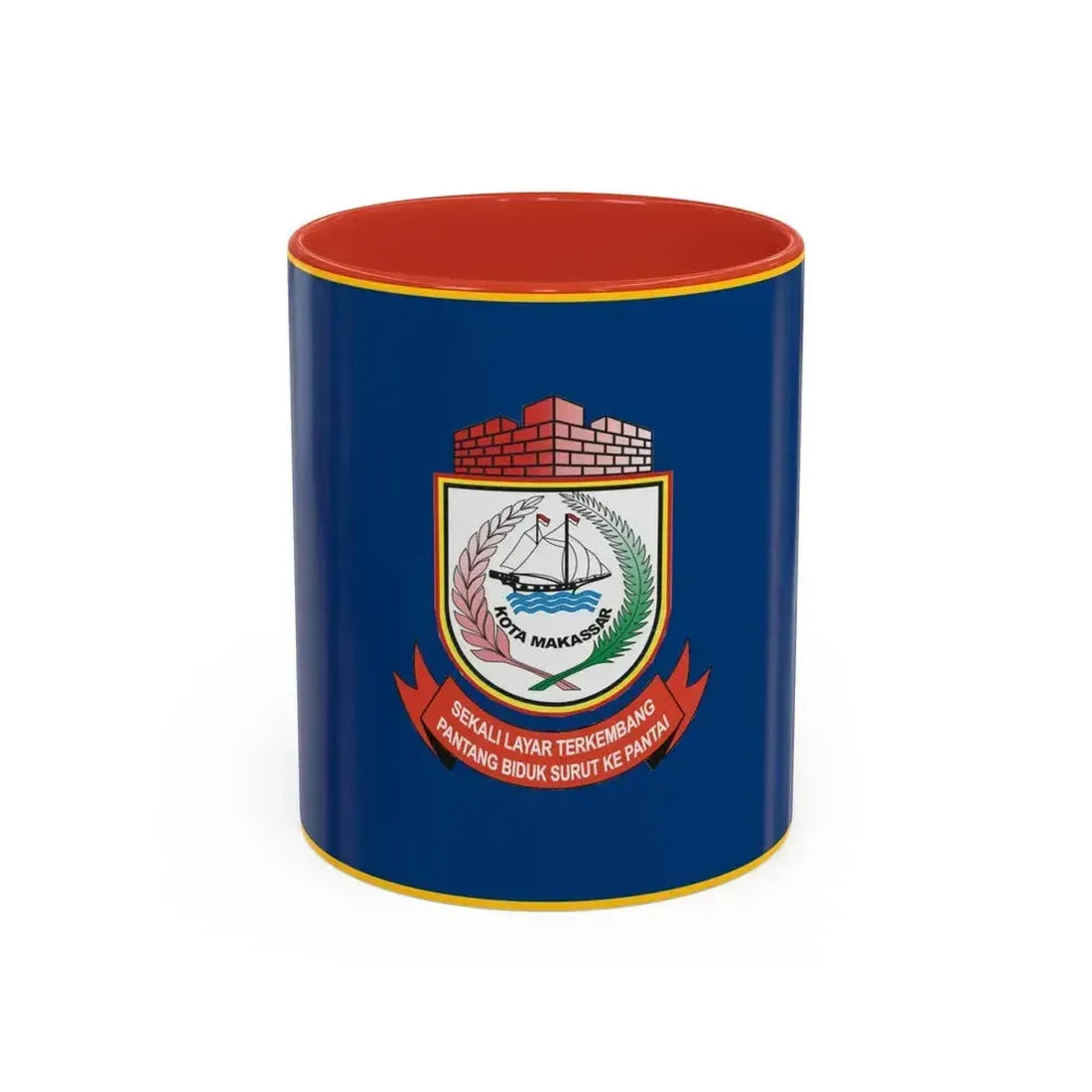 Flag of City of Makassar Indonesia - Accent Coffee Mug 11oz Red - Go Mug Yourself