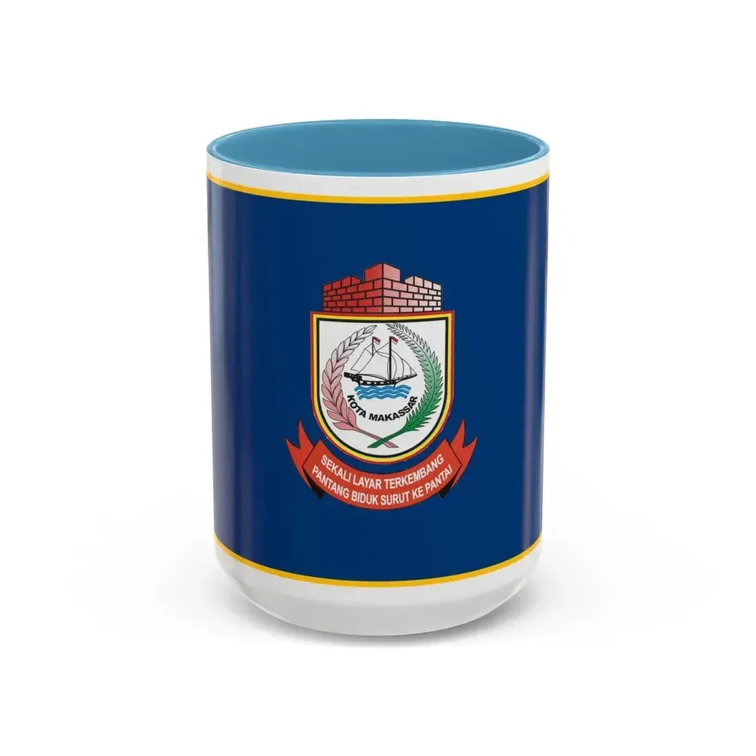 Flag of City of Makassar Indonesia - Accent Coffee Mug 15oz Light Blue - Go Mug Yourself