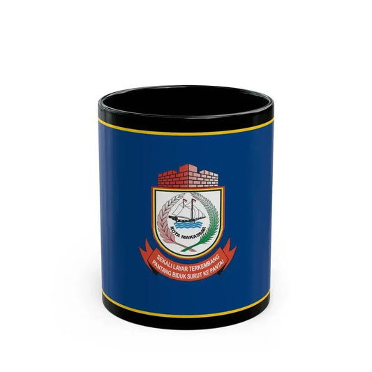 Flag of City of Makassar Indonesia - Black Coffee Mug 11oz - Go Mug Yourself