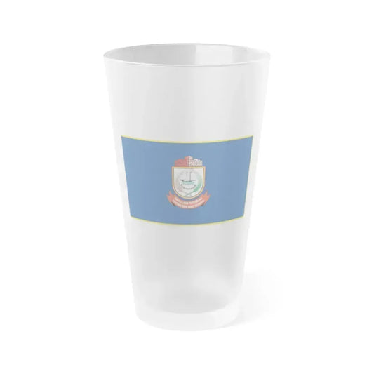 Flag of City of Makassar Indonesia - Frosted Pint Glass 16oz 16oz Frosted - Go Mug Yourself