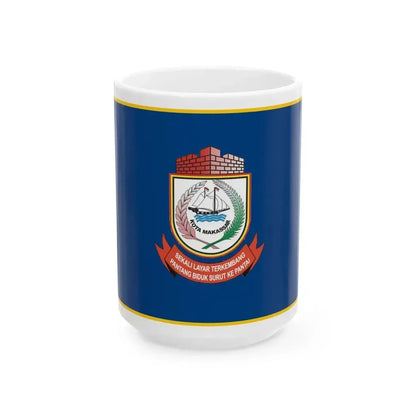Flag of City of Makassar Indonesia - White Coffee Mug 15oz - Go Mug Yourself