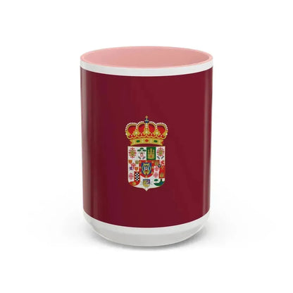 Flag of Ciudad Real Spain - Accent Coffee Mug 15oz Pink - Go Mug Yourself
