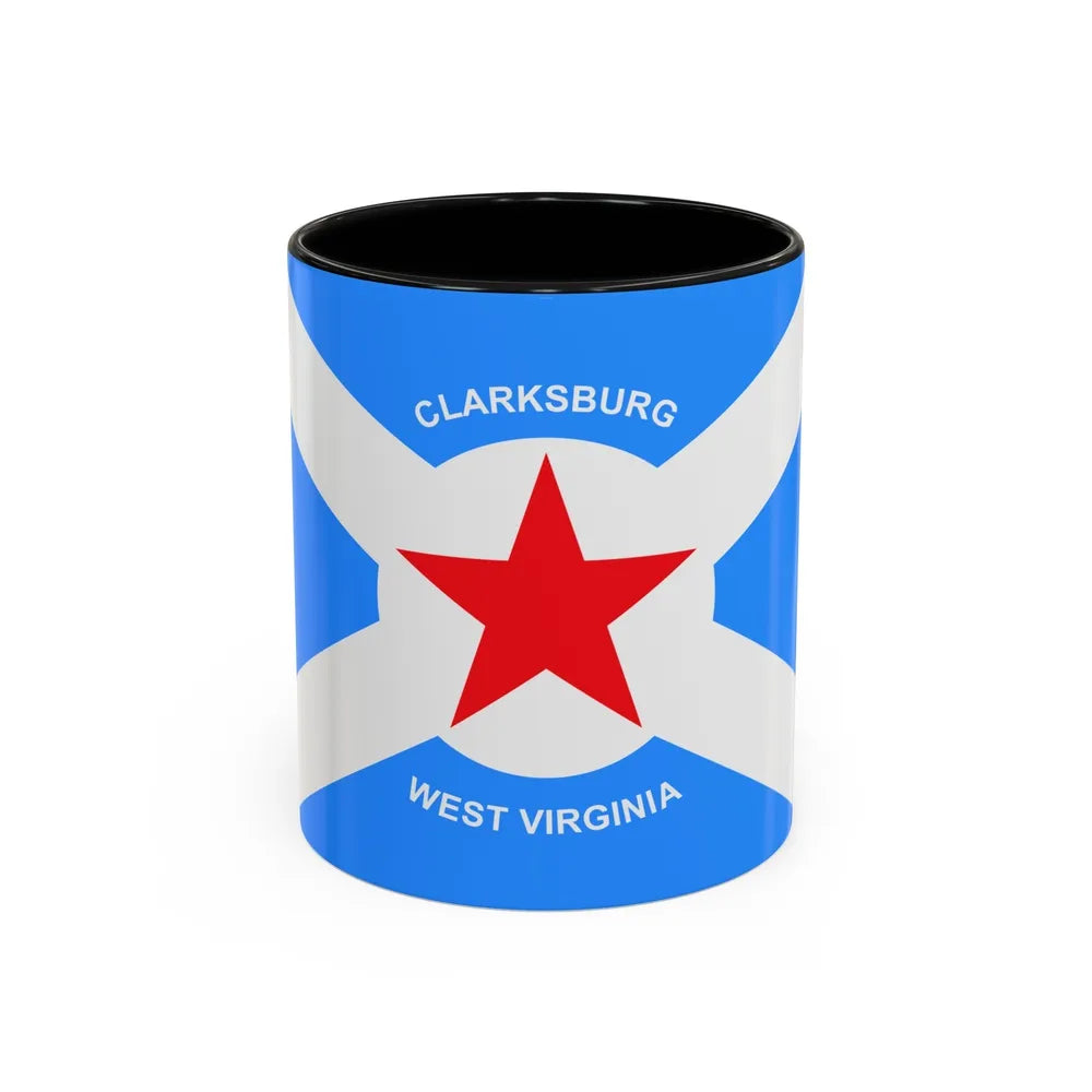 Flag of Clarksburg, West Virginia - Accent Coffee Mug 11oz-Black-11oz-Go Mug Yourself