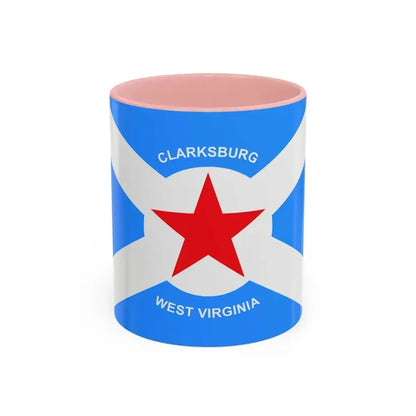Flag of Clarksburg, West Virginia - Accent Coffee Mug 11oz Pink 11oz - Go Mug Yourself