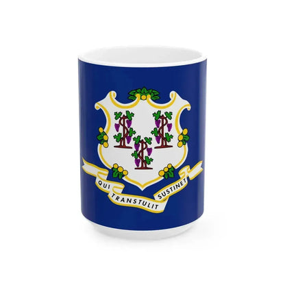 Flag of Connecticut 3-2 (United States) White Coffee Mug 15oz - Go Mug Yourself
