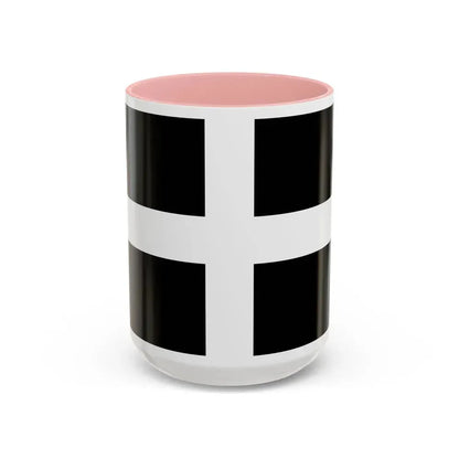 Flag of Cornwall UK - Accent Coffee Mug 15oz Pink - Go Mug Yourself
