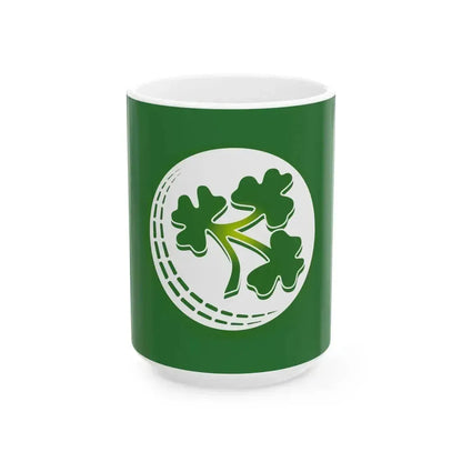 Flag of Cricket Ireland (Ireland) White Coffee Mug 15oz - Go Mug Yourself