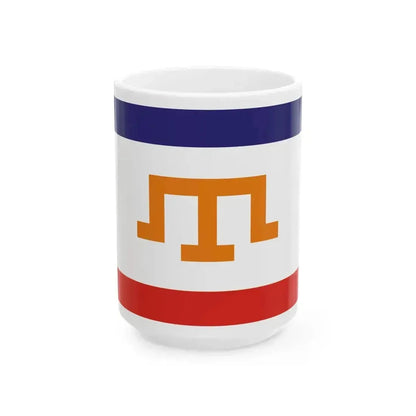 Flag of Crimea with Crimean Tatar Tamga Dark color (Russia) White Coffee Mug 15oz - Go Mug Yourself