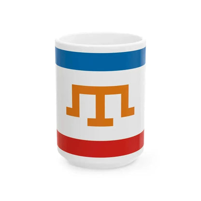 Flag of Crimea with Crimean Tatar tamga (Russia) White Coffee Mug 15oz - Go Mug Yourself