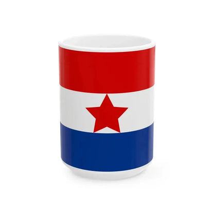 Flag of Croatia 1945-1947 (Croatia) White Coffee Mug 15oz - Go Mug Yourself