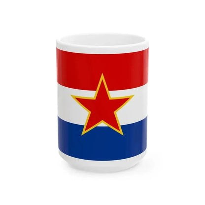 Flag of Croatia 1947-1990 3-2 (Croatia) White Coffee Mug 15oz - Go Mug Yourself