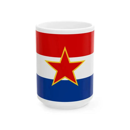 Flag of Croatia 1947-1990 (Croatia) White Coffee Mug 15oz - Go Mug Yourself