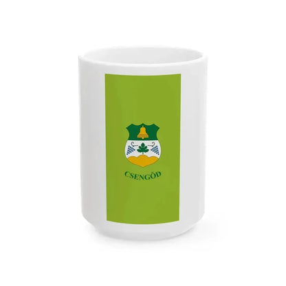 Flag of Csengod vertical (Hungary) White Coffee Mug 15oz - Go Mug Yourself