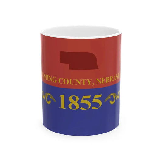 Flag of Cuming County Nebraska (United States) White Coffee Mug 11oz - Go Mug Yourself