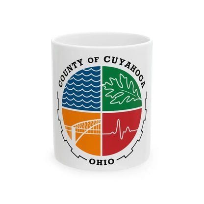 Flag of Cuyahoga County Ohio (United States) White Coffee Mug 11oz - Go Mug Yourself