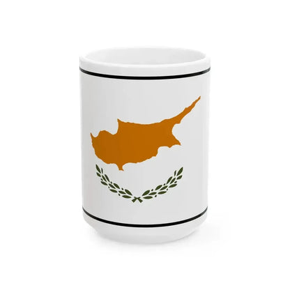 Flag of Cyprus bordered (Cyprus) White Coffee Mug 15oz - Go Mug Yourself
