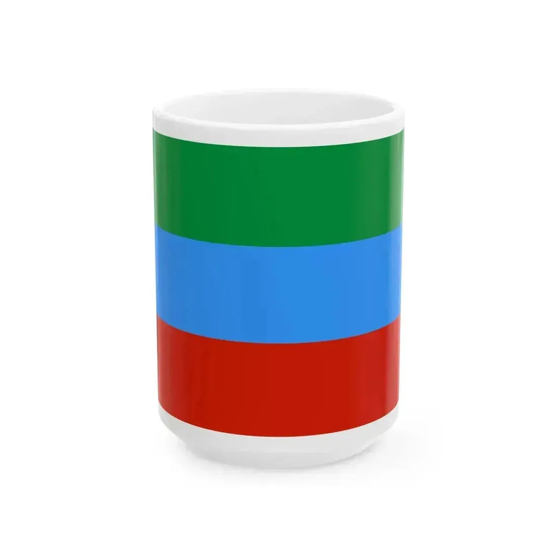 Flag of Dagestan lighter colours (Russia) White Coffee Mug 15oz - Go Mug Yourself
