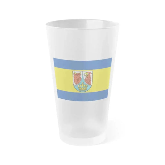 Flag of Dahme Spreewald Germany - Frosted Pint Glass 16oz 16oz Frosted - Go Mug Yourself
