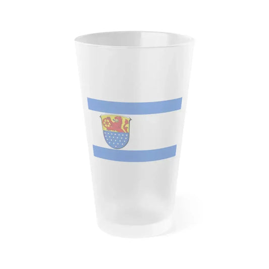 Flag of Darmstadt Dieburg Germany - Frosted Pint Glass 16oz 16oz Frosted - Go Mug Yourself