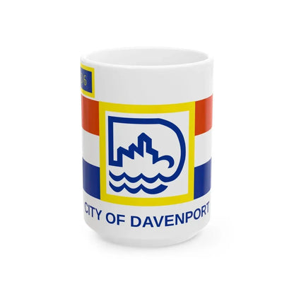 Flag of Davenport Iowa (United States) White Coffee Mug 15oz - Go Mug Yourself