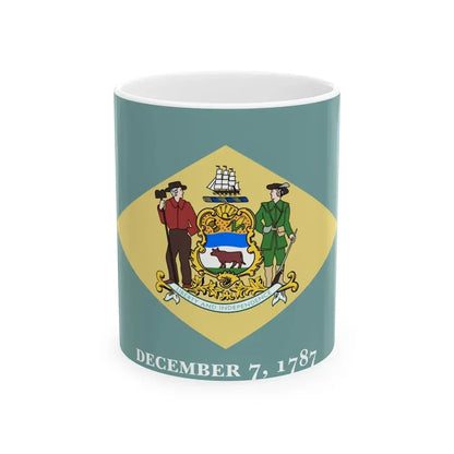 Flag of Delaware 3-2 (United States) White Coffee Mug 11oz - Go Mug Yourself