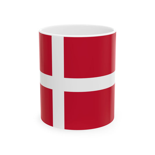 Flag of Denmark 3-2 (Denmark) White Coffee Mug-11oz-Go Mug Yourself