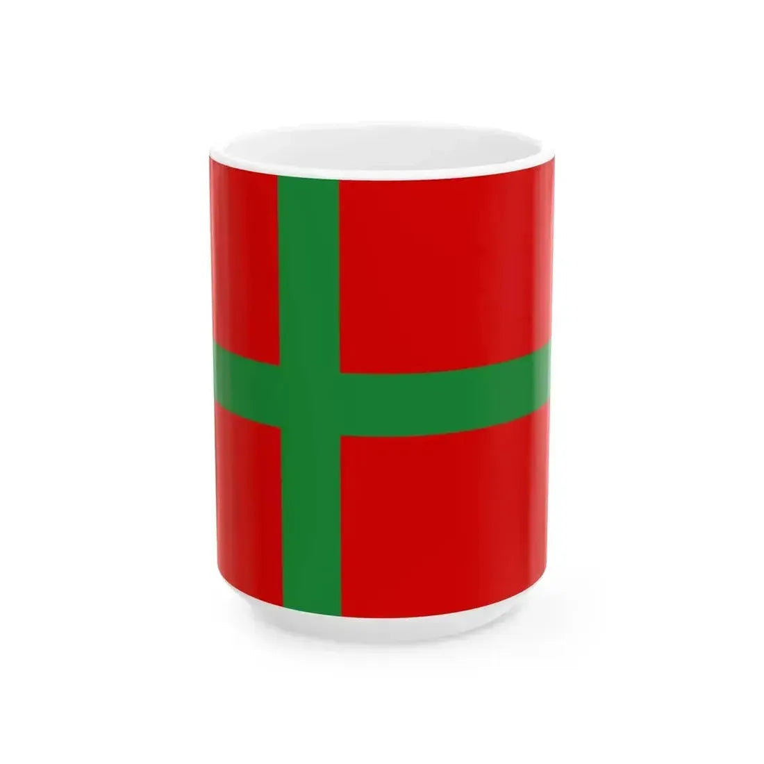 Flag of Denmark Bornholm (Denmark) White Coffee Mug 15oz - Go Mug Yourself