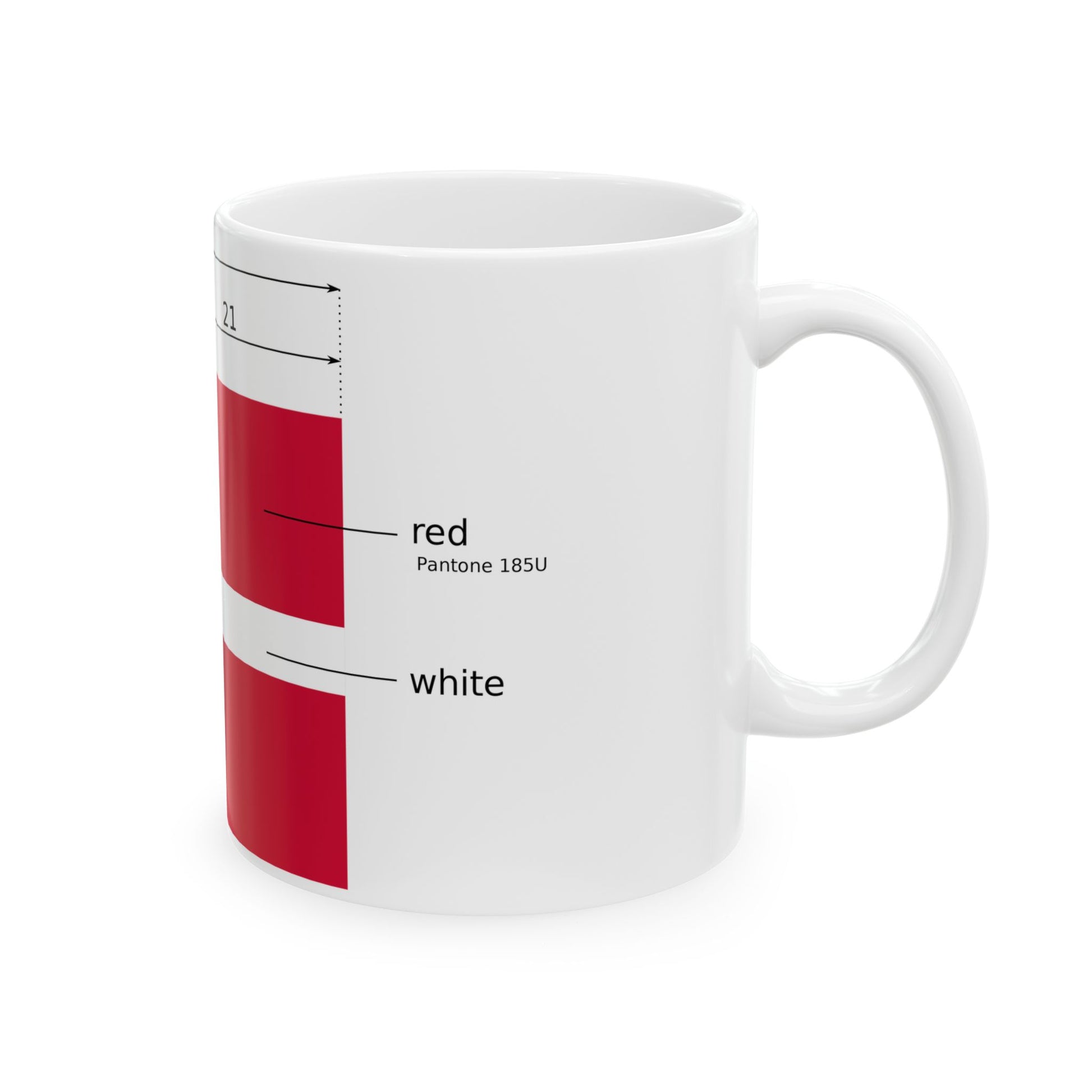 Flag of Denmark-proportions-en (Denmark) White Coffee Mug-Go Mug Yourself