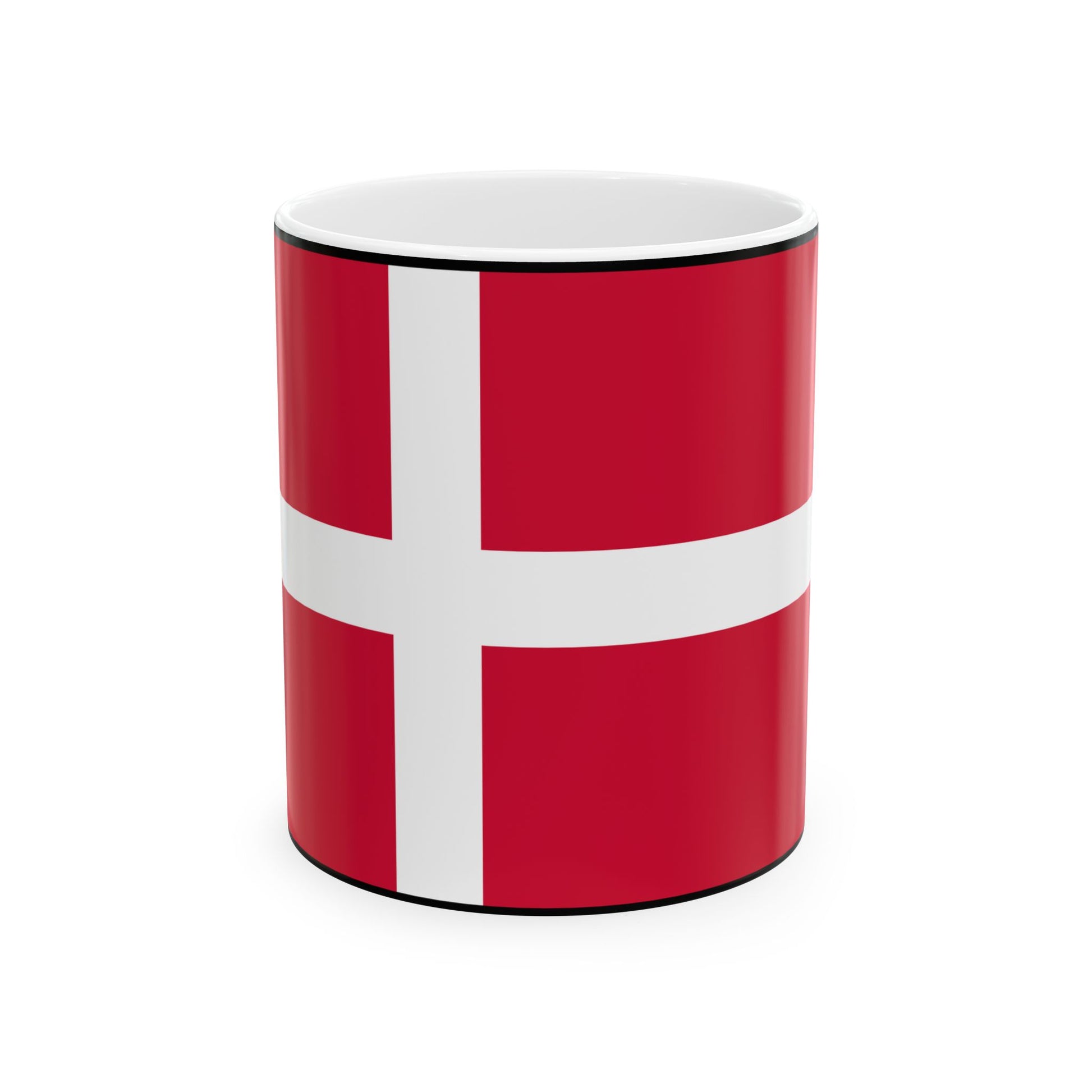 Flag of Denmark with border (Denmark) White Coffee Mug-11oz-Go Mug Yourself