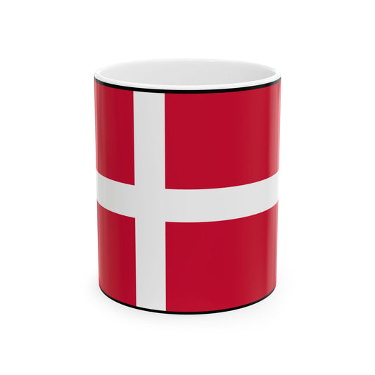 Flag of Denmark with border (Denmark) White Coffee Mug-11oz-Go Mug Yourself