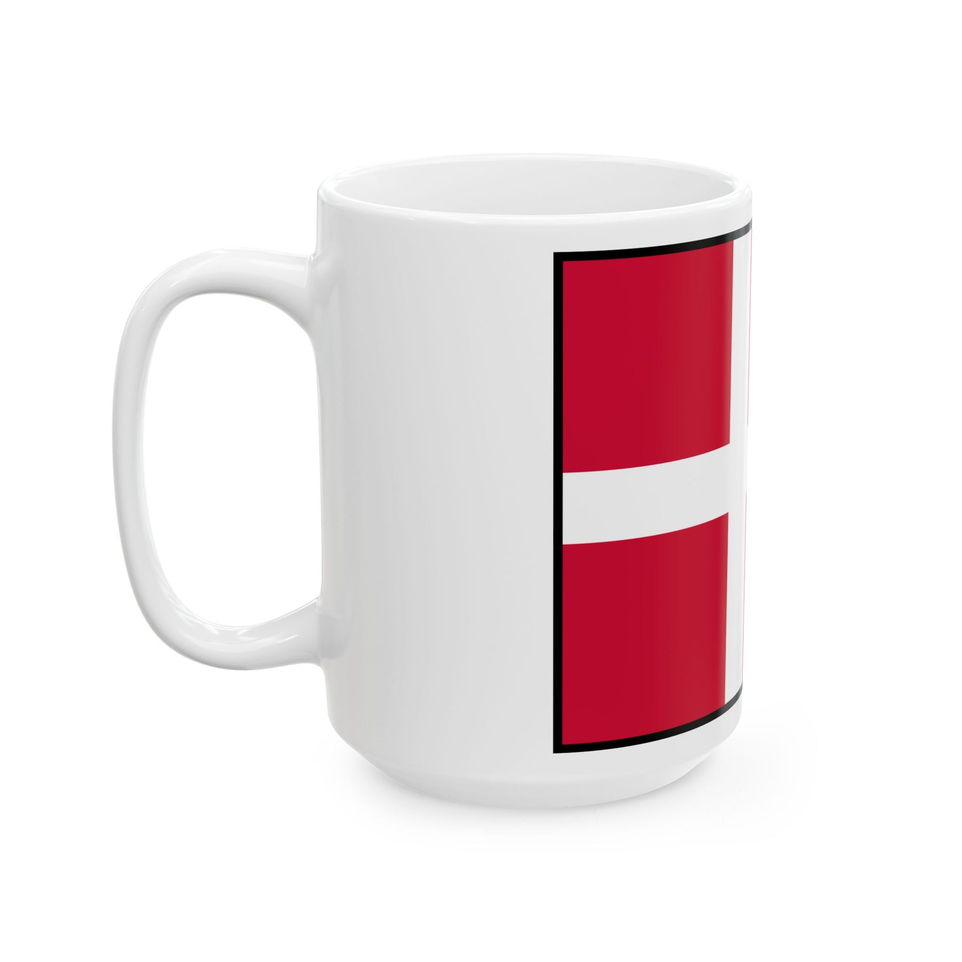 Flag of Denmark with border (Denmark) White Coffee Mug-Go Mug Yourself