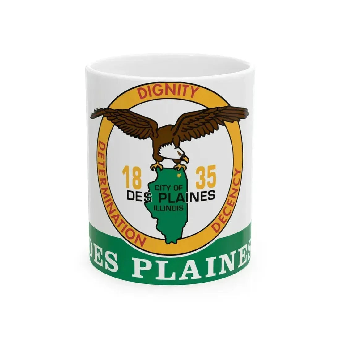 Flag of Des Plaines Illinois (United States) White Coffee Mug 11oz - Go Mug Yourself