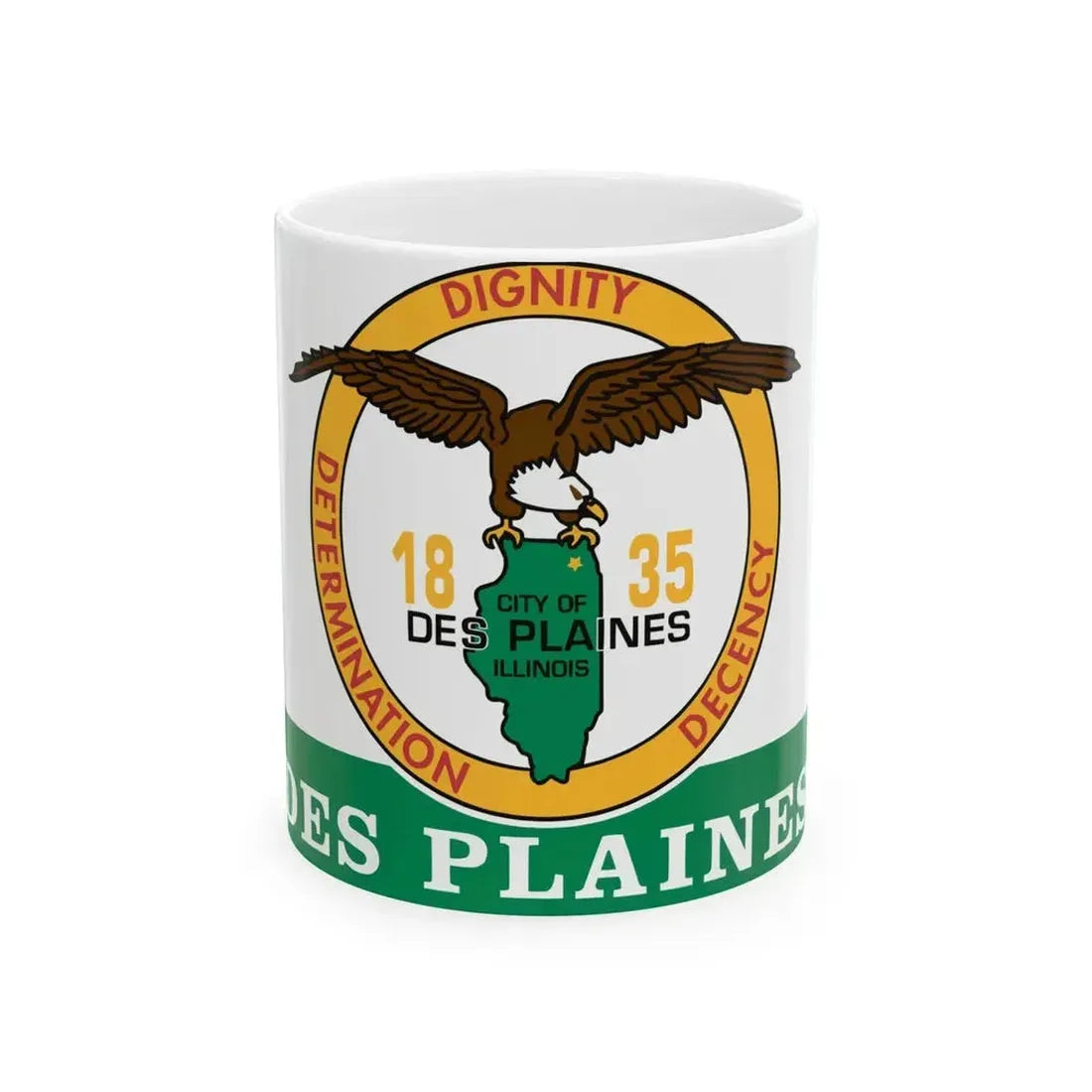 Flag of Des Plaines Illinois (United States) White Coffee Mug 11oz - Go Mug Yourself