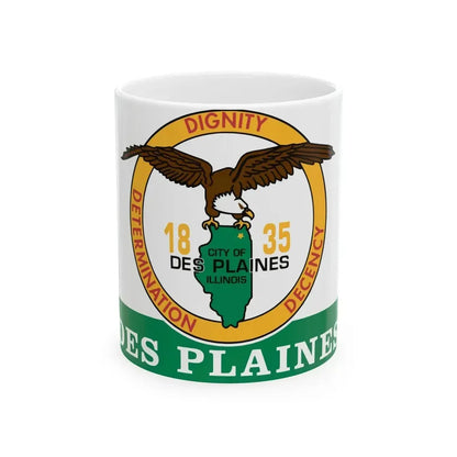 Flag of Des Plaines Illinois (United States) White Coffee Mug 11oz - Go Mug Yourself