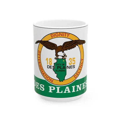 Flag of Des Plaines Illinois (United States) White Coffee Mug 15oz - Go Mug Yourself