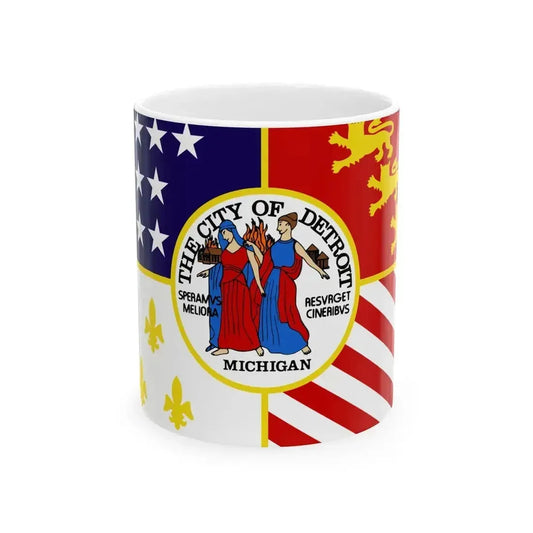 Flag of Detroit 1976-2000 (United States) White Coffee Mug 11oz - Go Mug Yourself
