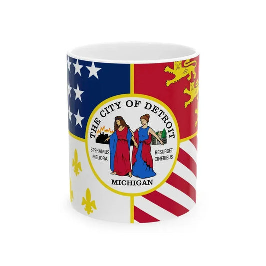 Flag of Detroit (United States) White Coffee Mug 11oz - Go Mug Yourself